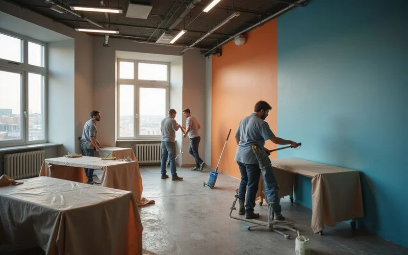 Commercial office painting at night to avoid business disruption