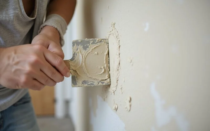 Drywall hole patching and joint compound application for seamless wall repair