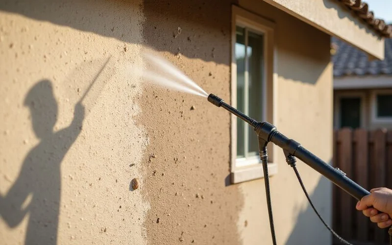 Power washing exterior stucco before painting in Phoenix Arizona
