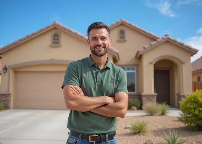 John Claude Painting owner in front of a freshly painted home