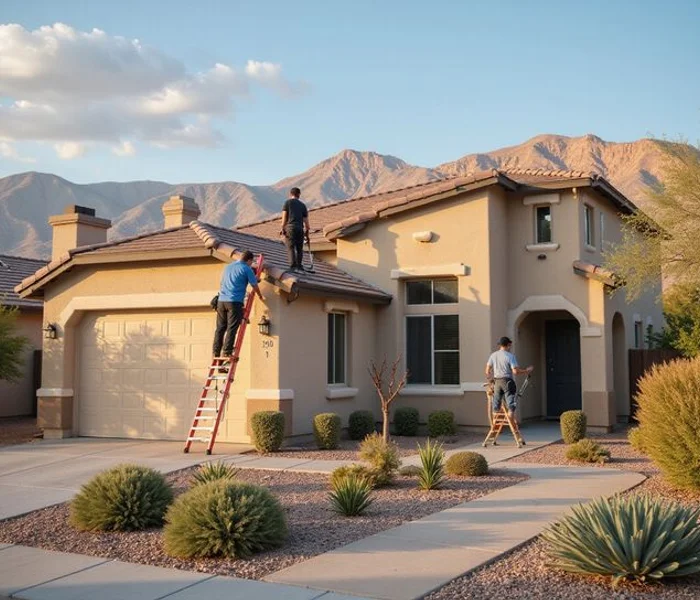 Professional painting crew transforming a Phoenix home exterior